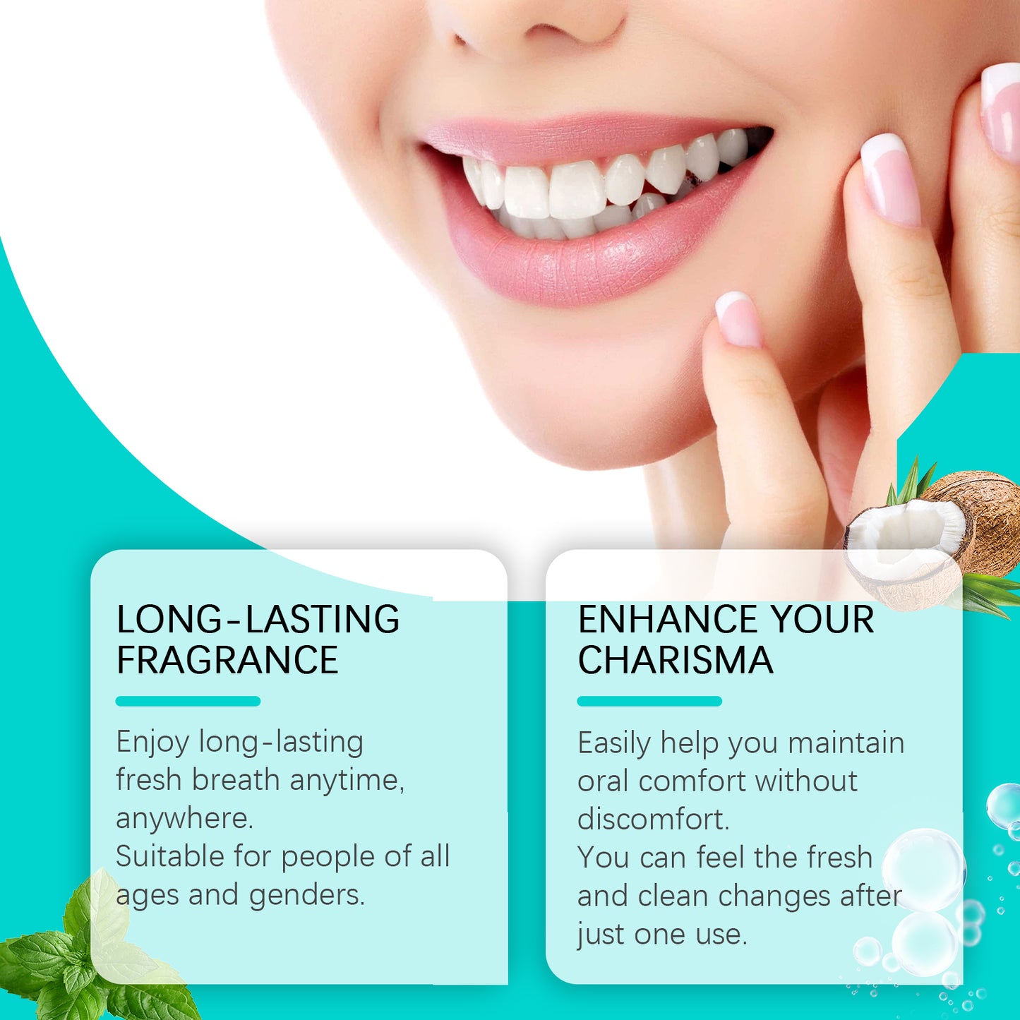 Coconut Mint Mouthwash Remove Stains, Freshen Breath And Clean Teeth With Convenient Care Mouthwash