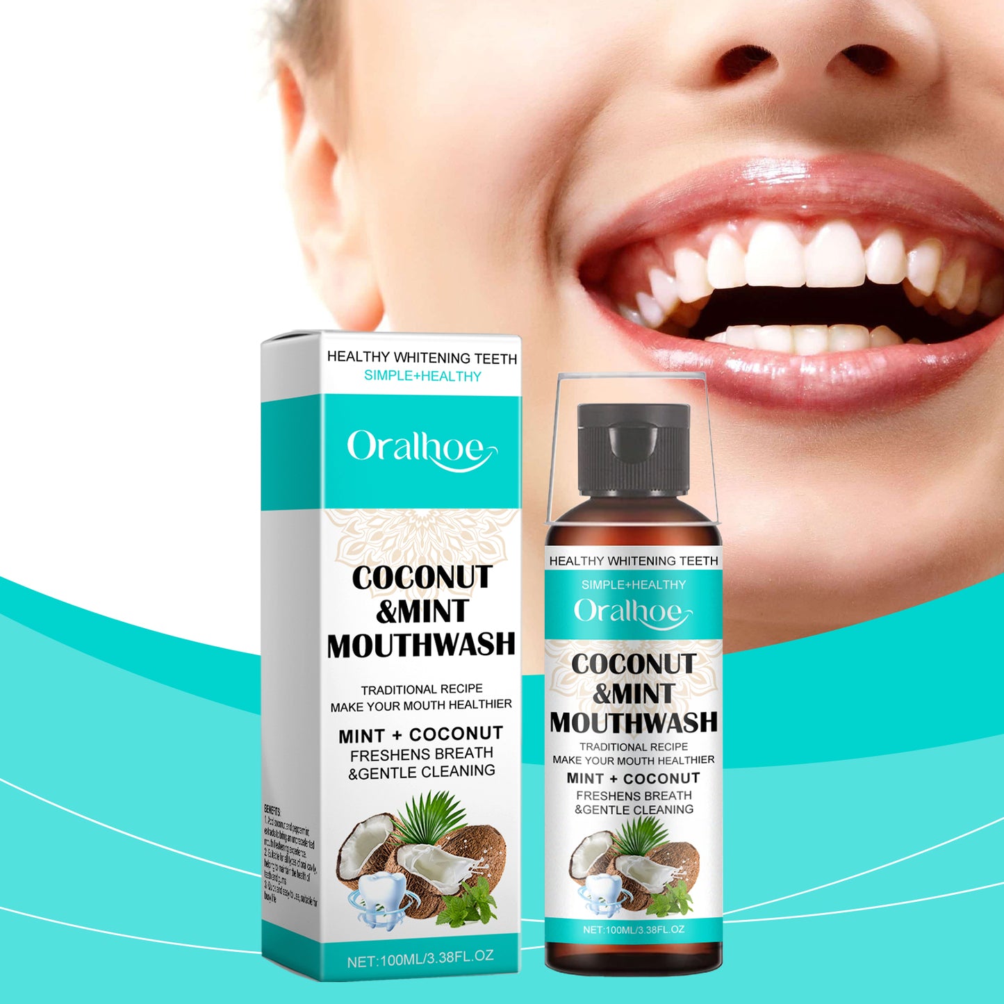 Coconut Mint Mouthwash Remove Stains, Freshen Breath And Clean Teeth With Convenient Care Mouthwash
