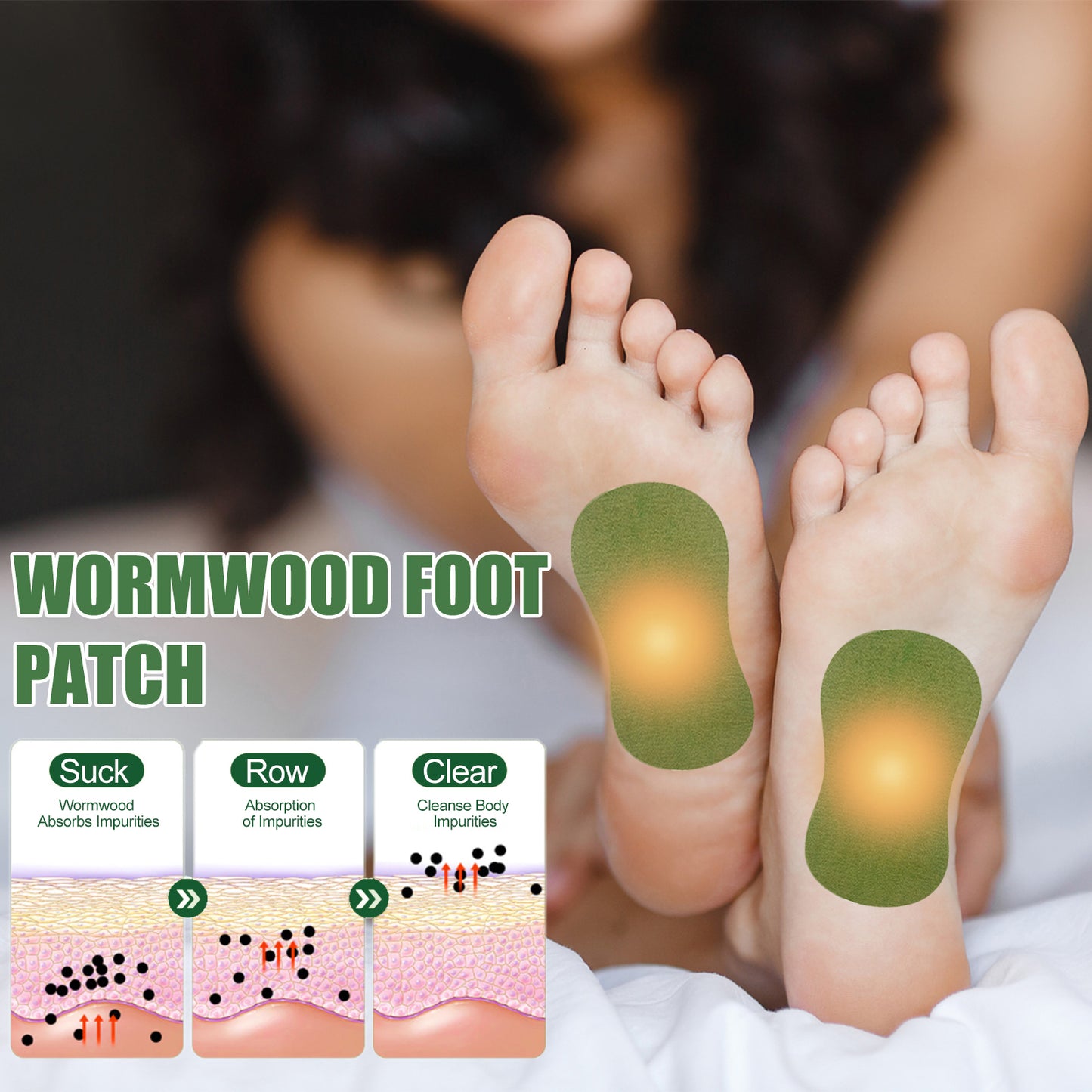 Wormwood Foot Patch, Relieve Body Stress Help Sleep Slimming Toning Foot Deodorant Care Patch