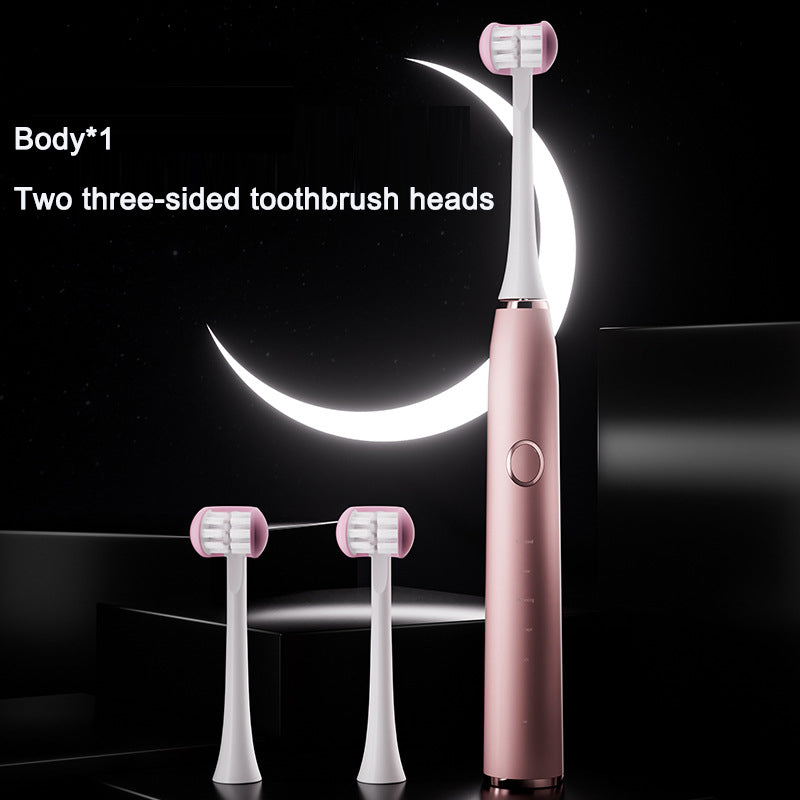 Adult electric toothbrush with three sides rechargeable sonic vibration waterproof electric toothbrush