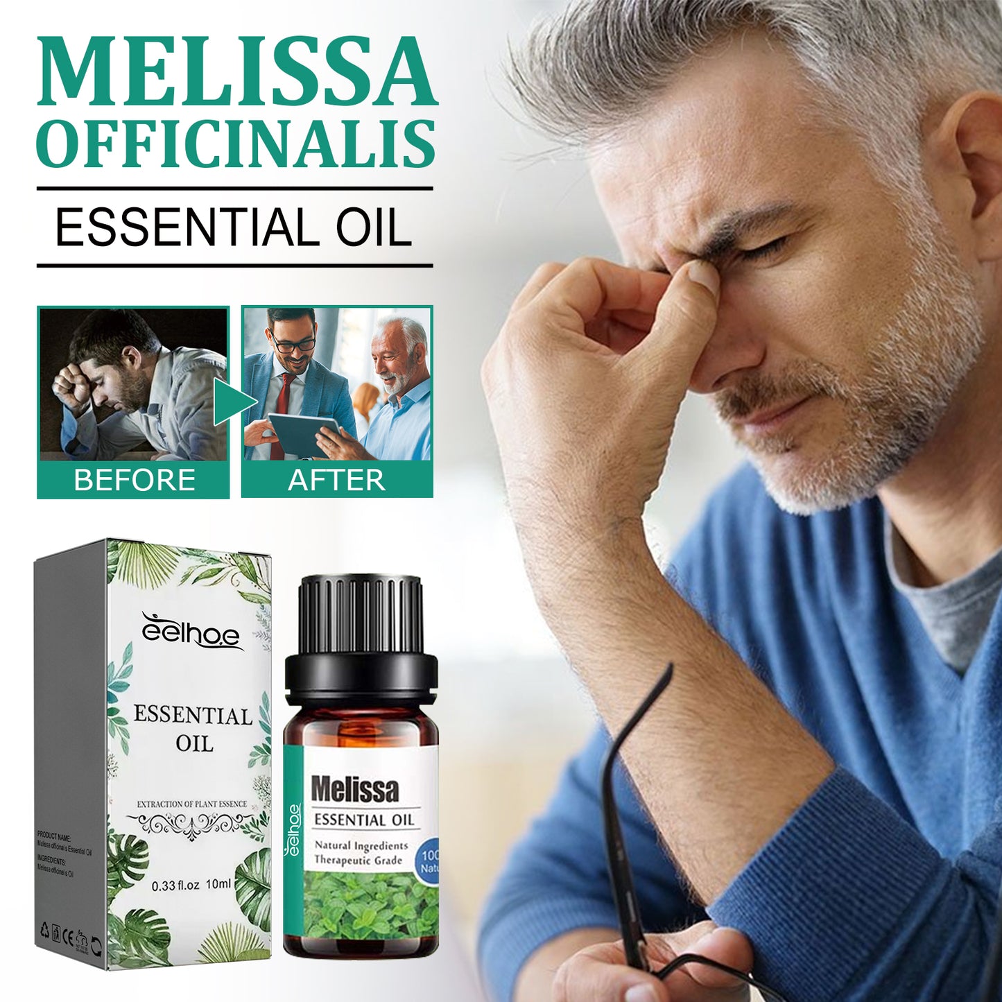 Melissa Officinalis Essential Oil, Moisturizing Massage Skin Body Care Improve Memory Melissa Officinalis Essence