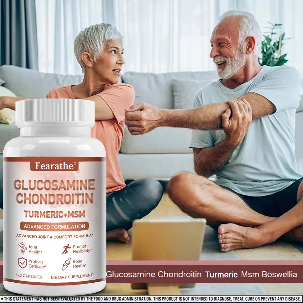 Glucosamine Chondroitin Turmeric + MSM Supplement - Relieve joint pain, enhance immunity, anti-inflammatory, promote joint and c