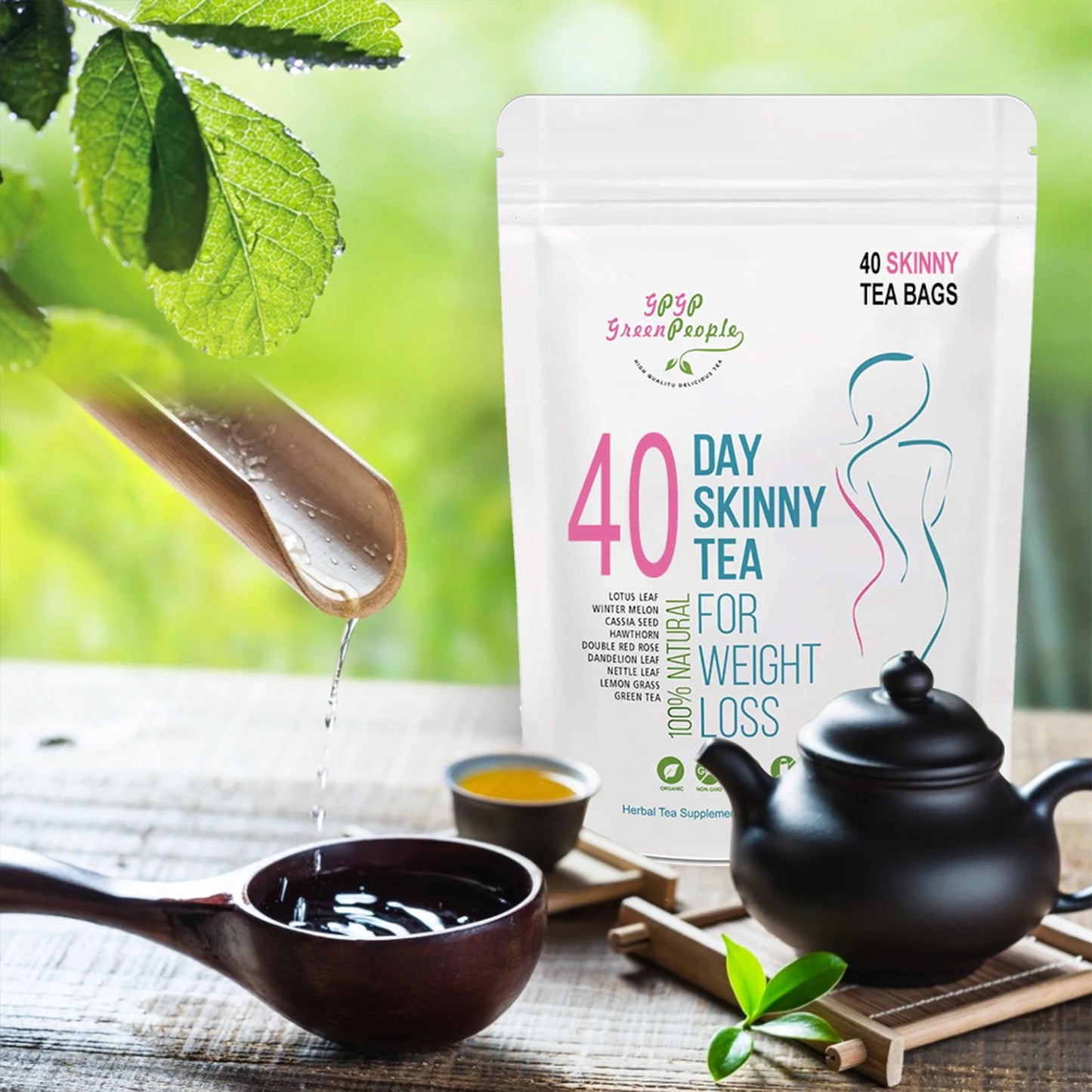 Natural 40 Days Herbal Skinny Detox Weight Loss Supplement No Caffeine Non-GMO Health Food Vitamins And Supplements