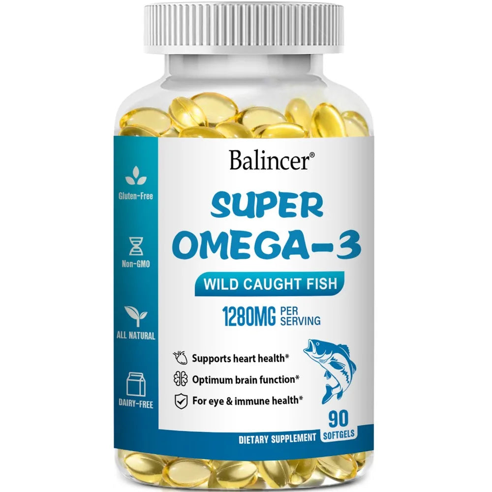 OMEGA 3 FISH OIL SUPPLEMENT - Nourishes The Brain, Improves Memory - Supports Heart Health - Immune System, Eyes, Skin