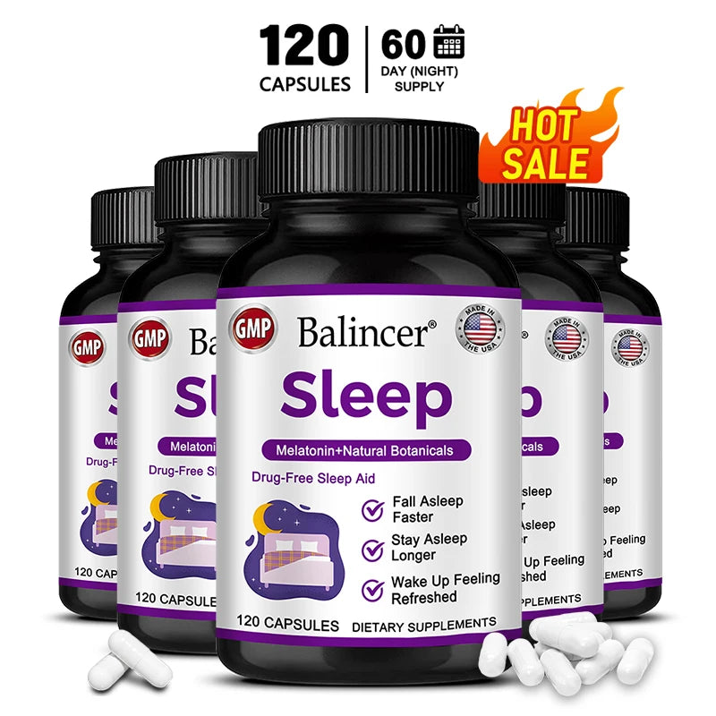 Sleep Supplement - Melatonin + Natural Plant Extracts, Promotes Healthy Sleep Cycles, Supports Immune Health, Antioxidant