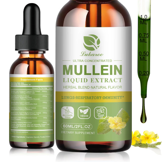 BBEEAAUU 1000mg Mullein Leaf Extract Drops for Lung Health Relaxed Breathing Support Immune and Digestive System Health