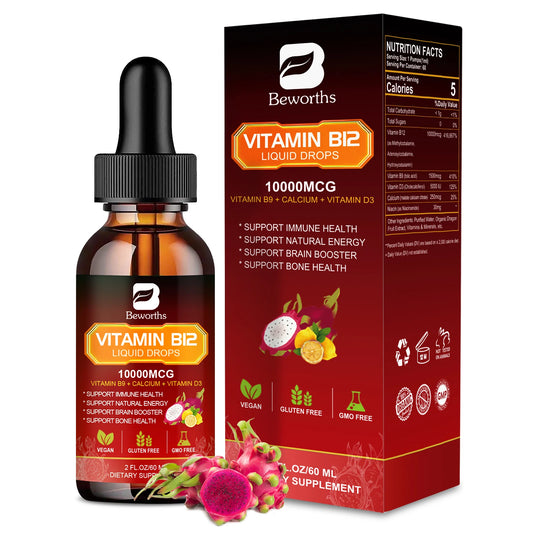 BEWORTHS Vitamin B12 and Vitamin D3 Drink Vitamin Complex Supplements Immune and Intestinal Digestive Health Brain &Heart Health