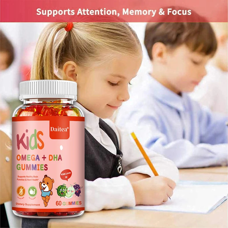 Children's OMEGA+DHA Gummies - Supports The Brain, Joints, Heart, Eyes and Immune System - Contains Omega 3 6 9 + DHA, Vitamin C