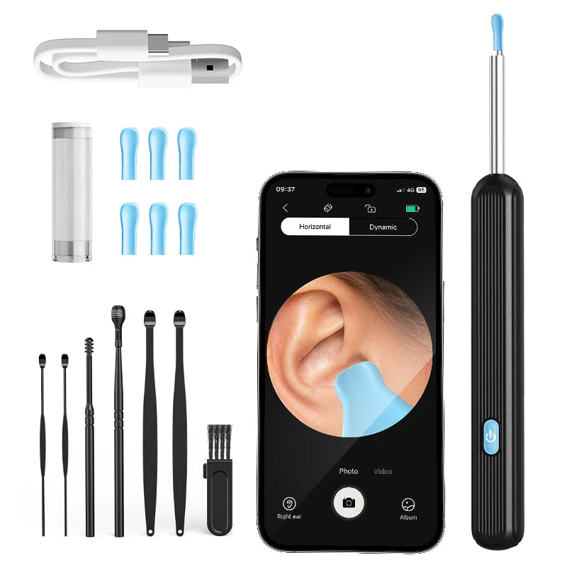 Visual Ear Cleaner with camera Set Ear Wax Removal Otoscope USB C Charging Endoscope Wax Removal Tool Earpick Mini Camera Clean
