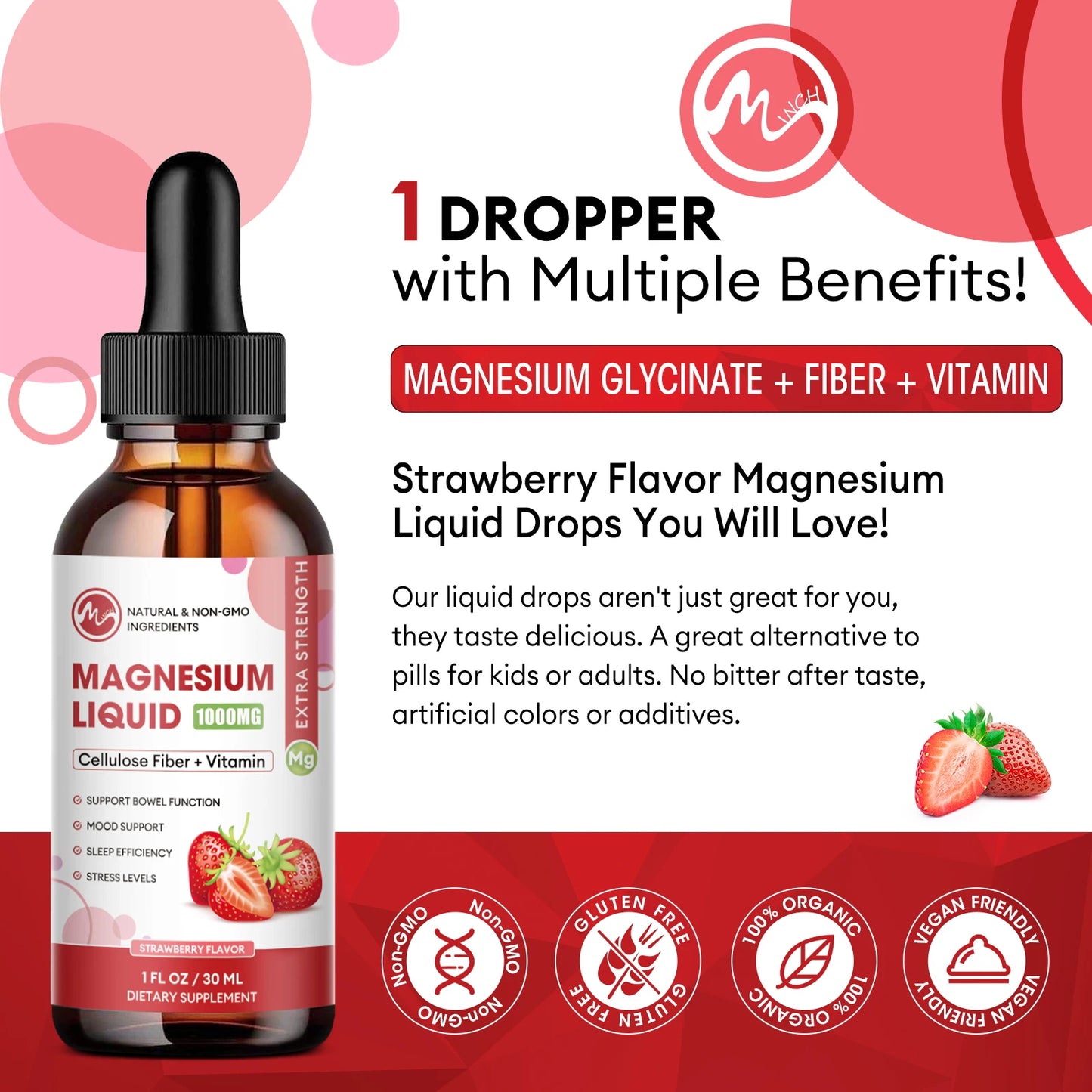 Magnesium Glycinate Liquid Drop, Vegan Non-GMO Complex Supplement Promotes Nerv,Relaxation,Muscle,Sleep Support 30Ml