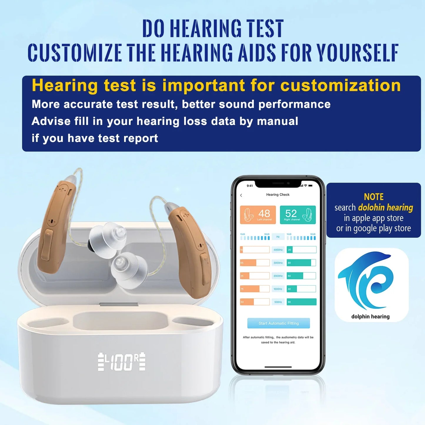 OTC Bluetooth Hearing Aid Rechargeable with Noise Cancelling APP Control with Tinnitus Masking for Mild To Moderate Hearing Loss