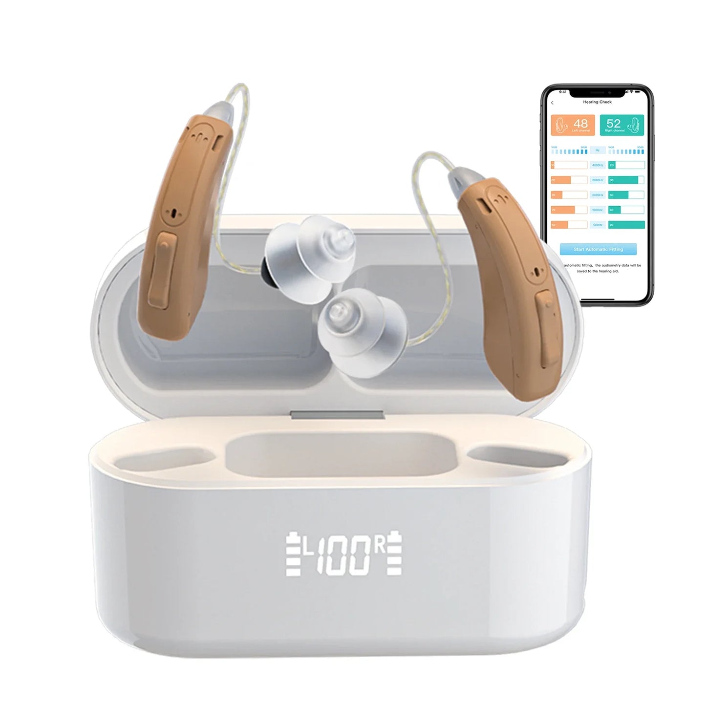 OTC Bluetooth Hearing Aid Rechargeable with Noise Cancelling APP Control with Tinnitus Masking for Mild To Moderate Hearing Loss