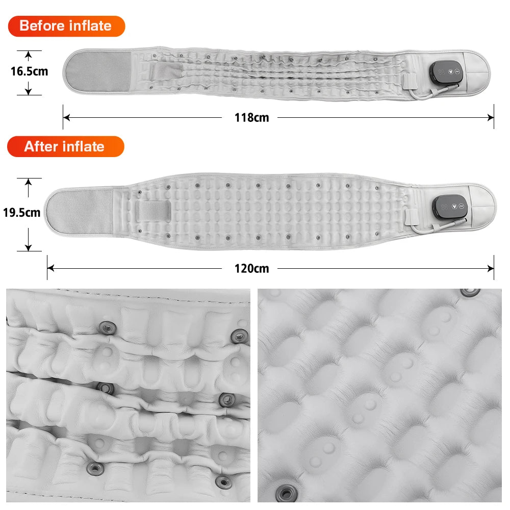 Inflatable Decompression Belt with Rechargeable Battery Inflatable Lumbar Traction Device Heating Waist Massage Back Pain Relief