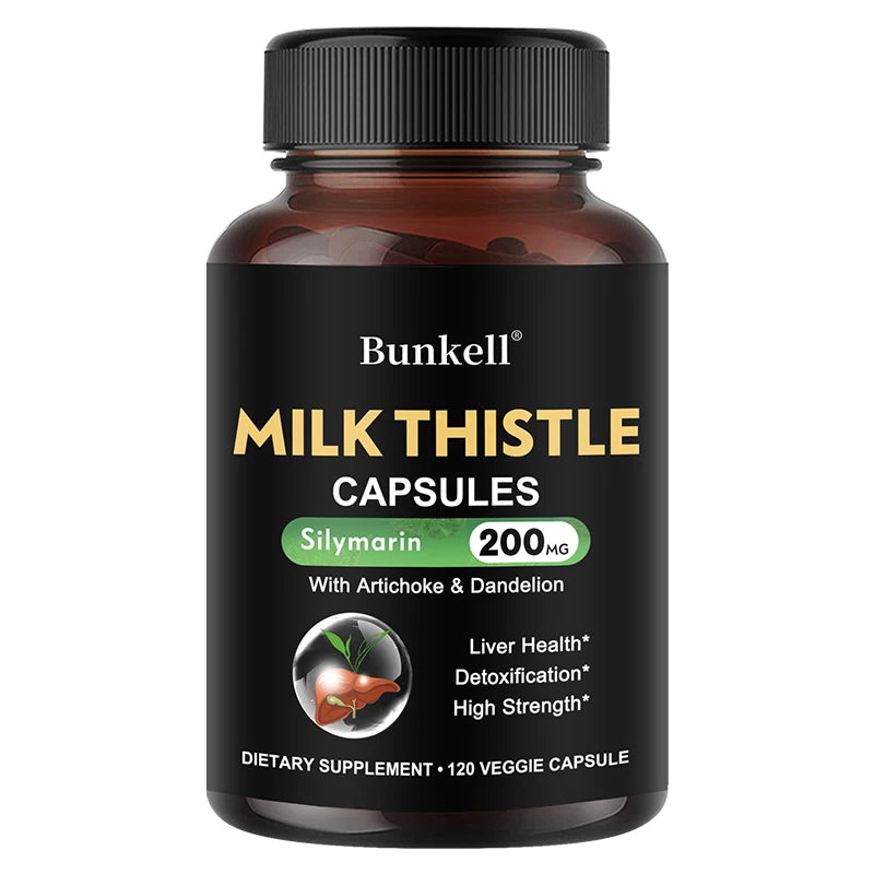 Milk Thistle 200 Mg with Silymarin and Dandelion Root Liver Health Support Detoxification Liver Cell Health 120 Capsules