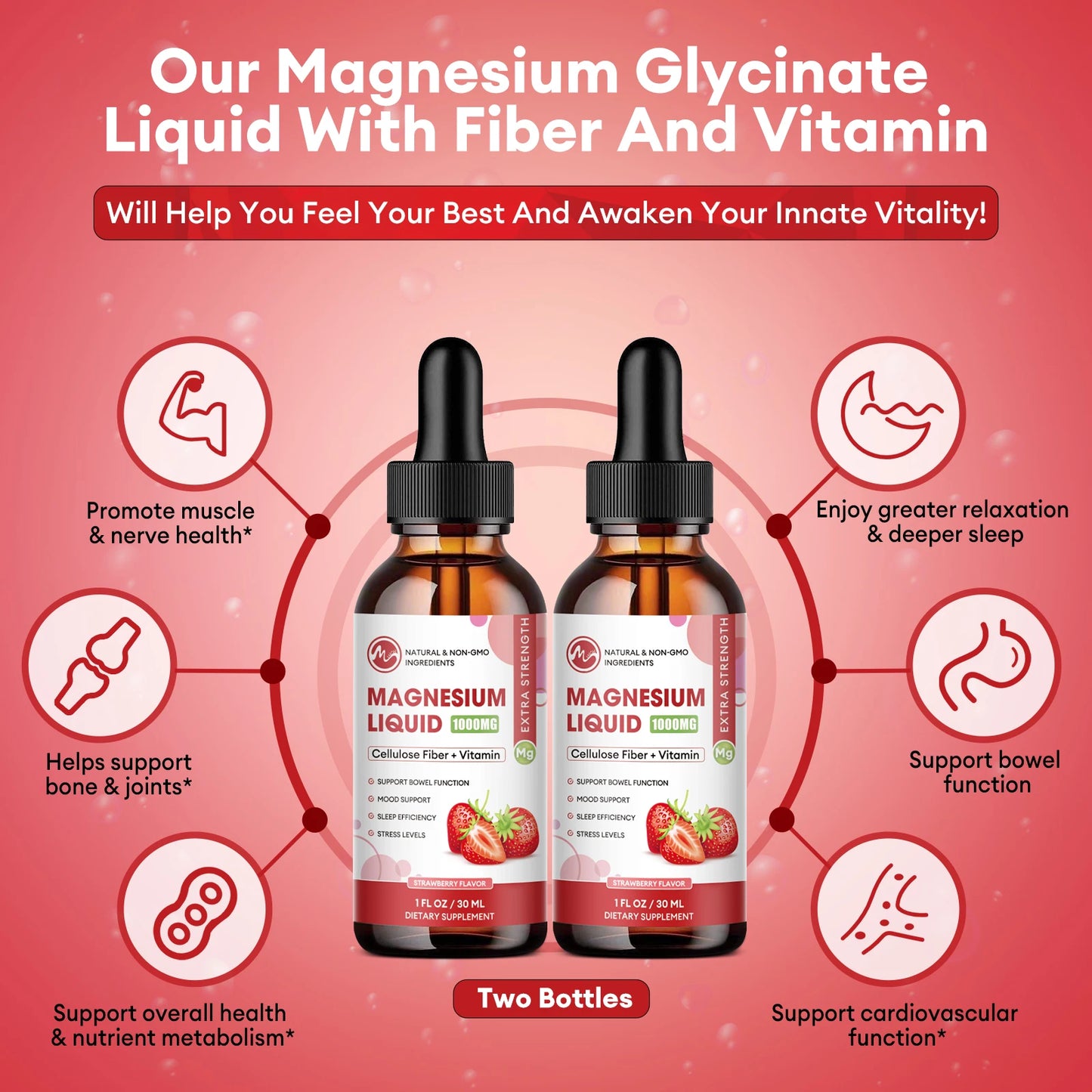 Magnesium Glycinate Liquid Drop, Vegan Non-GMO Complex Supplement Promotes Nerv,Relaxation,Muscle,Sleep Support 30Ml