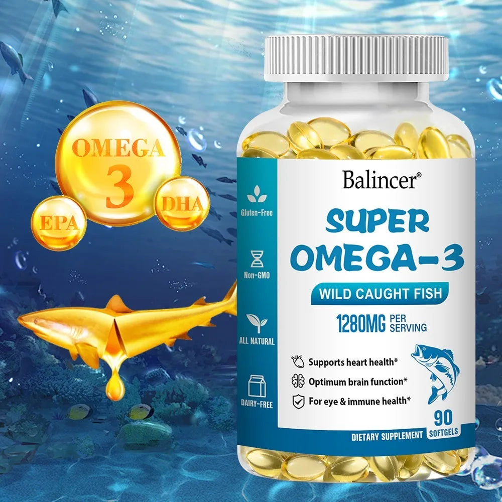 OMEGA 3 FISH OIL SUPPLEMENT - Nourishes The Brain, Improves Memory - Supports Heart Health - Immune System, Eyes, Skin