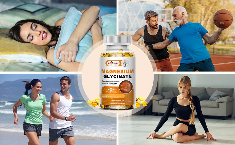 Magnesium Glycinate Supplement 500mg with Zinc,Vitamin D3 B6 High Absorption Support for Women & Men Non-GMO Veggie Capsules