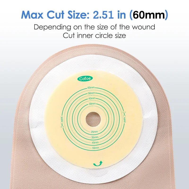 Cofoe 10PCS Economical Drain Valve Colostomy Bags for Adults One-piece System Medical Ostomy Pouch with Clip Closure 450ml