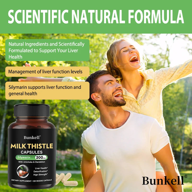 Milk Thistle 200 Mg with Silymarin and Dandelion Root Liver Health Support Detoxification Liver Cell Health 120 Capsules