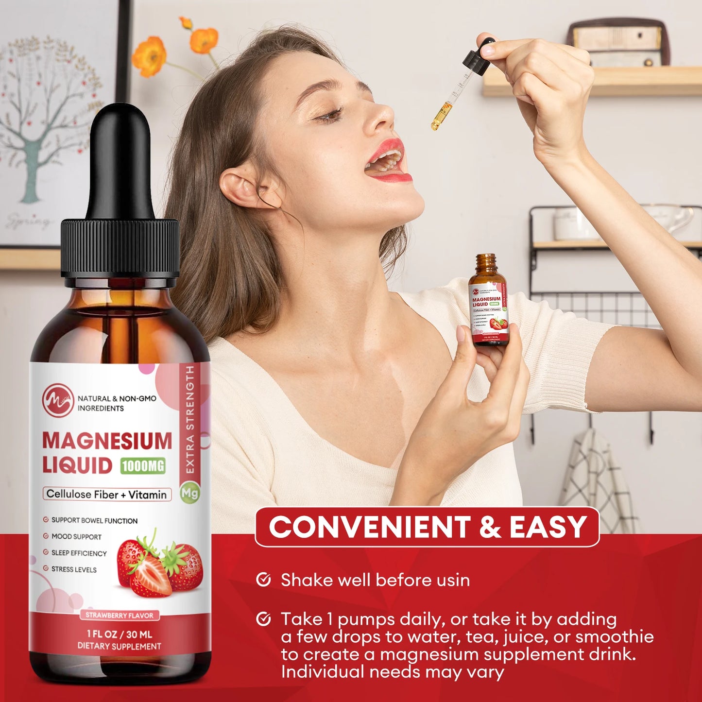 Magnesium Glycinate Liquid Drop, Vegan Non-GMO Complex Supplement Promotes Nerv,Relaxation,Muscle,Sleep Support 30Ml