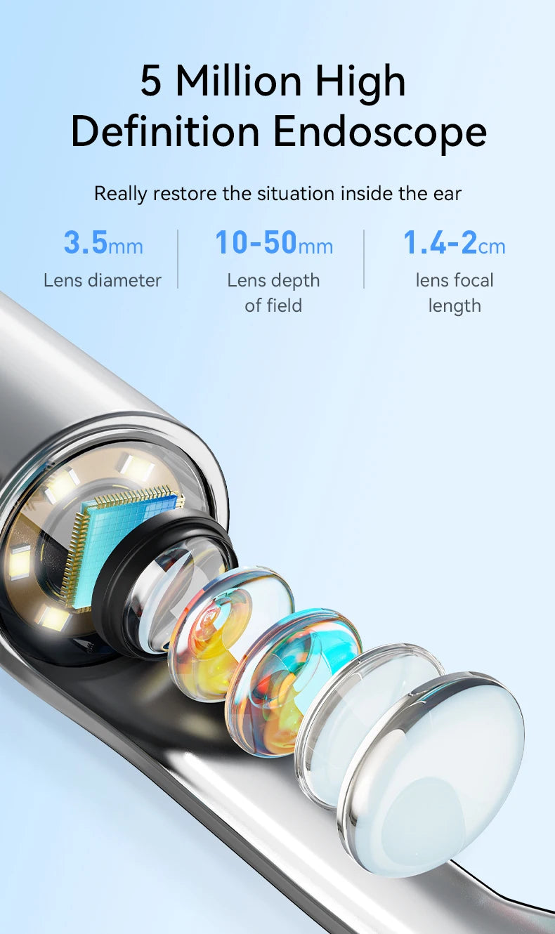 Visual Ear Cleaner with camera Set Ear Wax Removal Otoscope USB C Charging Endoscope Wax Removal Tool Earpick Mini Camera Clean