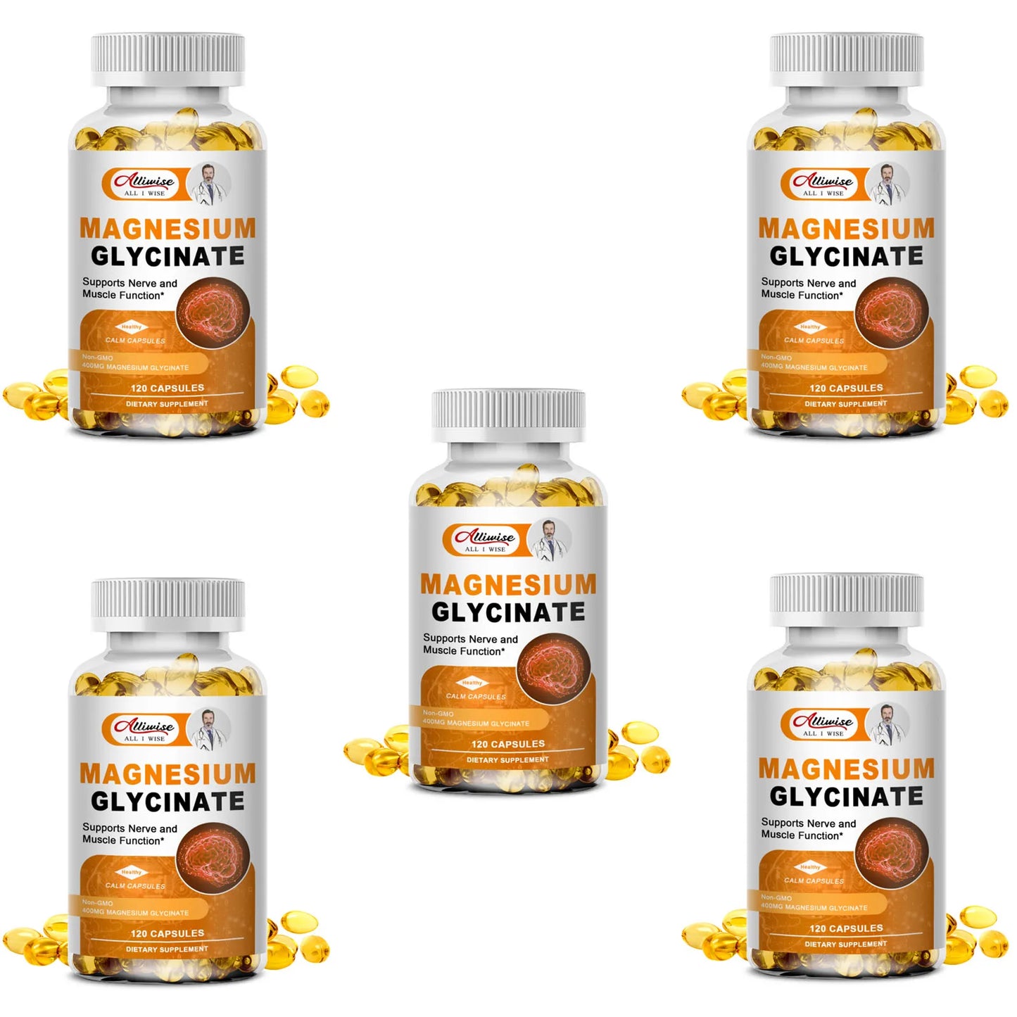 Magnesium Glycinate Supplement 500mg with Zinc,Vitamin D3 B6 High Absorption Support for Women & Men Non-GMO Veggie Capsules