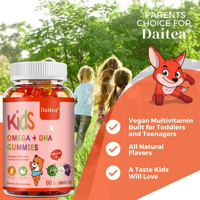 Children's OMEGA+DHA Gummies - Supports The Brain, Joints, Heart, Eyes and Immune System - Contains Omega 3 6 9 + DHA, Vitamin C