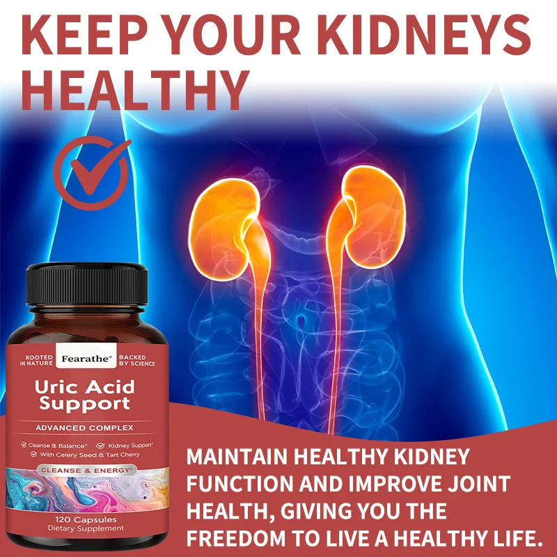 Vegetarian Uric Acid Cleanse & Detox - Daily Kidney Cleanse & URI C Acid Support for Adults - Joint, Kidney Health