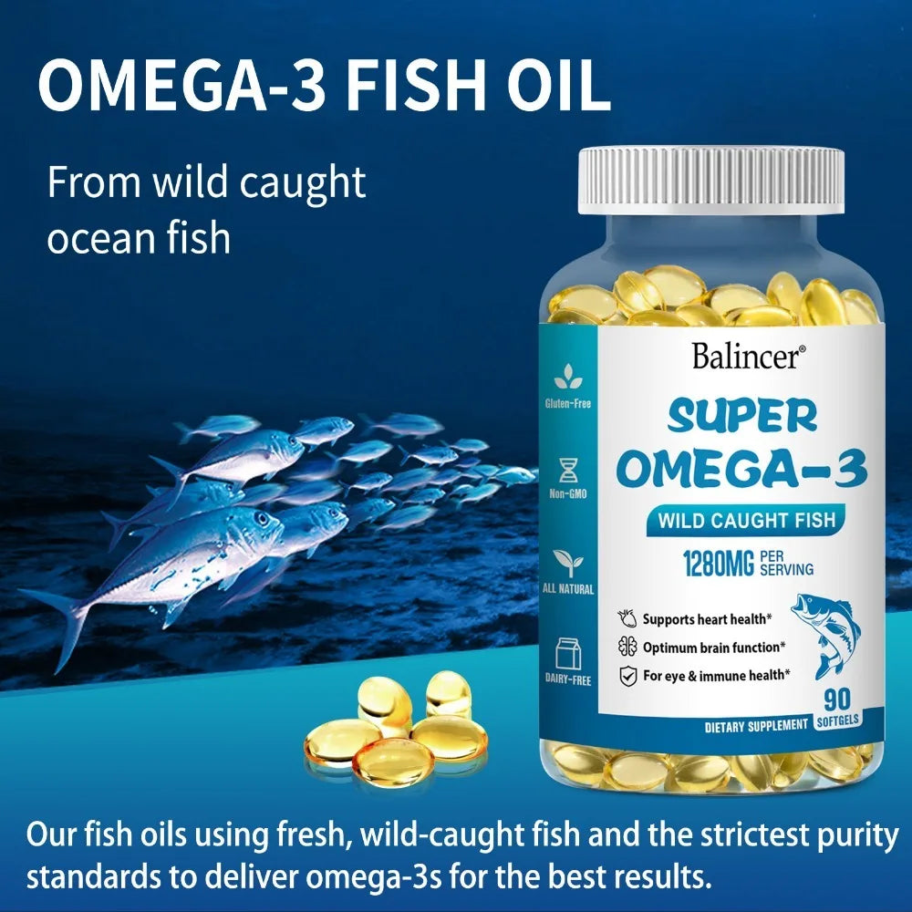 OMEGA 3 FISH OIL SUPPLEMENT - Nourishes The Brain, Improves Memory - Supports Heart Health - Immune System, Eyes, Skin