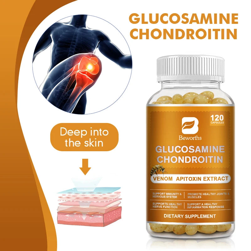 BEWORTHS Glucosamine Chondroitin Bee Venom Extract Capsules for Relieve Joint & Knee Pain Relieve Discomfort of Bones and Joint