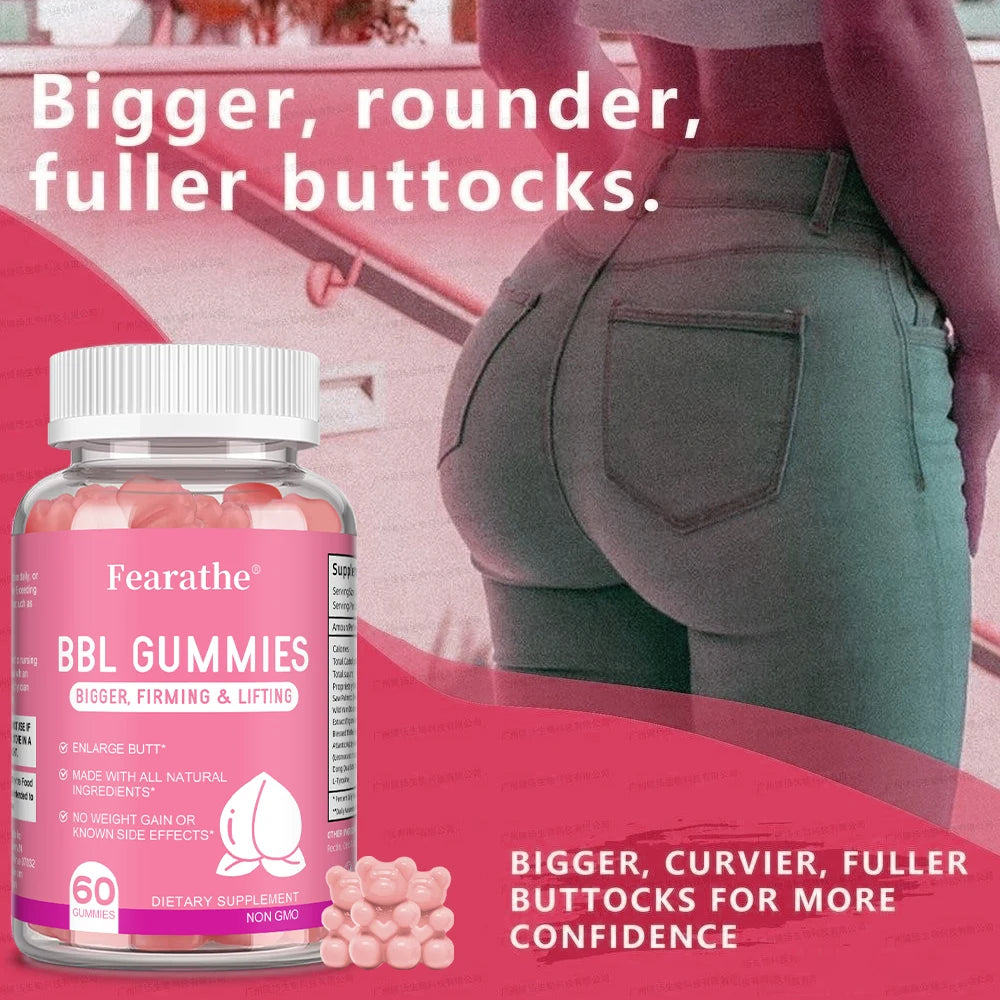BBL Gummies - Shape Your Hips,Advanced Natural Formula for Sculpted Curves Detox Immune Support 60 Gummies