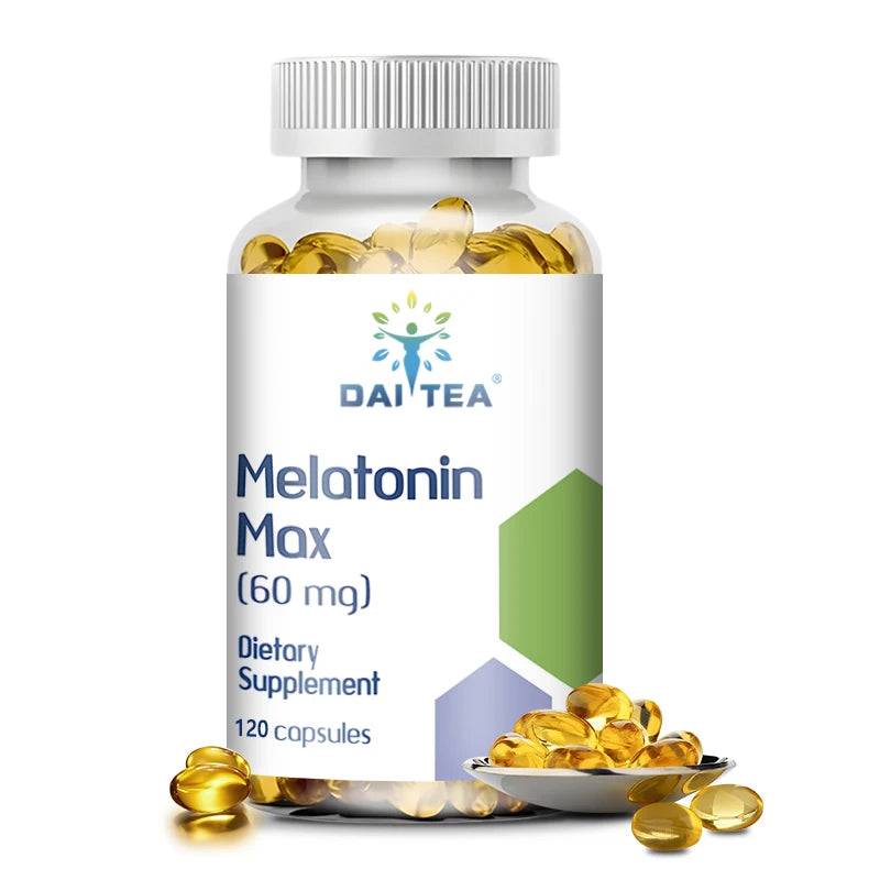 Daitea Melatonin Capsules 60MG - Relieve Insomnia, Help Improve Sleep Quality, Reduce Waking Time, Help Deep Sleep
