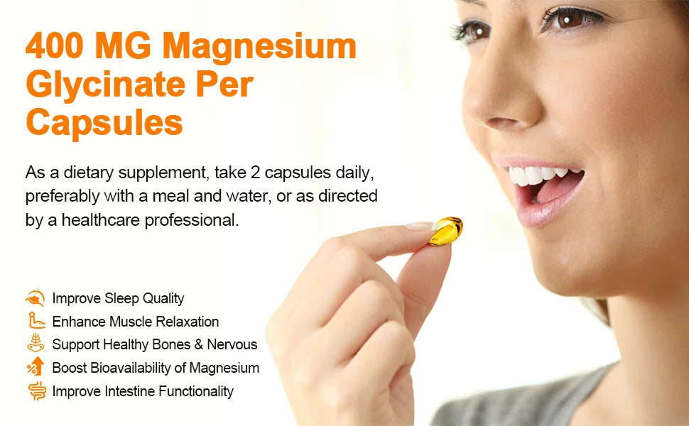 Magnesium Glycinate Supplement 500mg with Zinc,Vitamin D3 B6 High Absorption Support for Women & Men Non-GMO Veggie Capsules