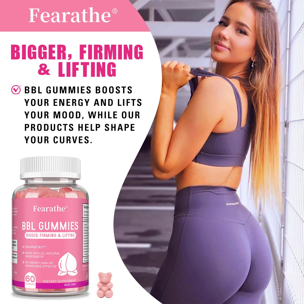 BBL Gummies - Shape Your Hips,Advanced Natural Formula for Sculpted Curves Detox Immune Support 60 Gummies