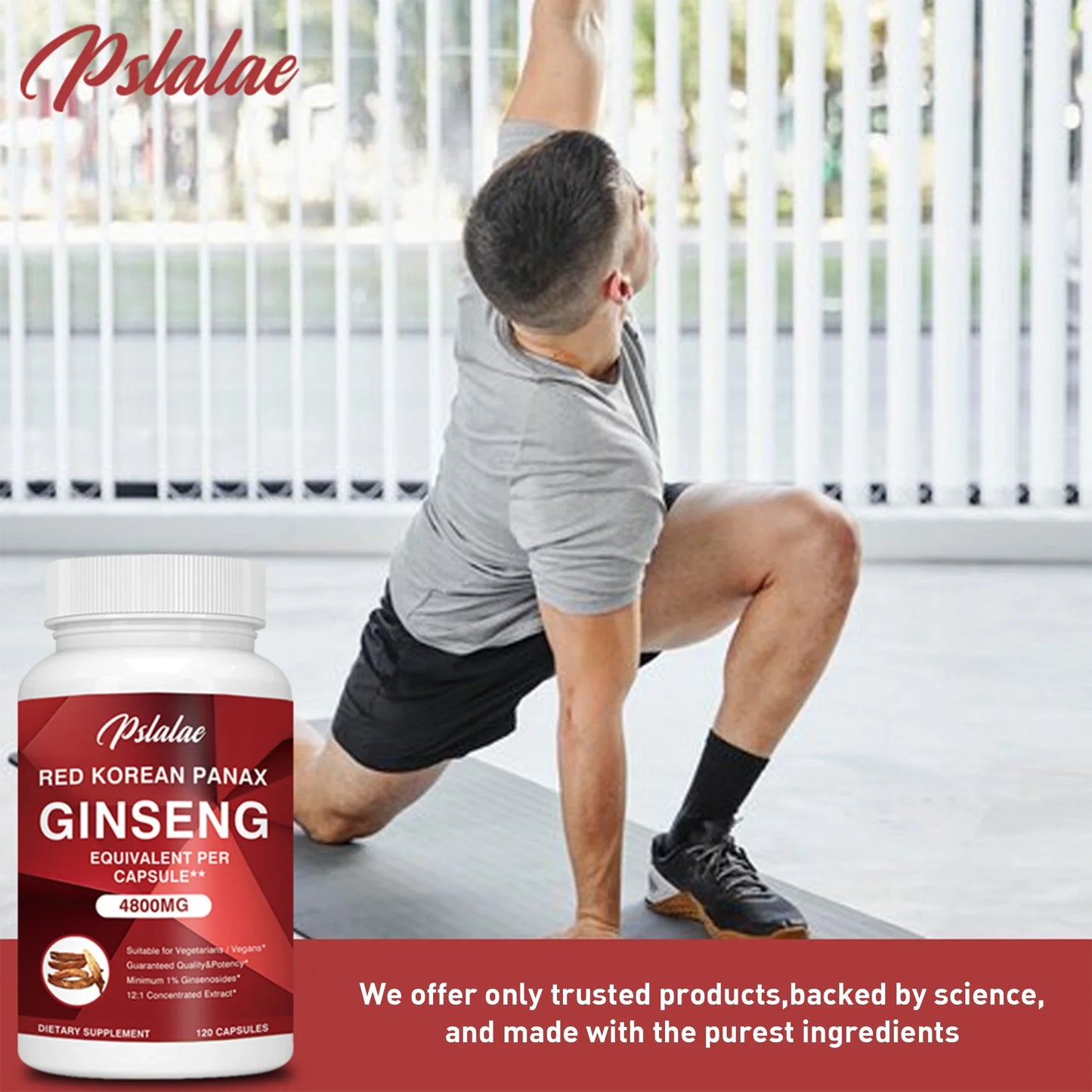 Korean Red Ginseng Extract Supplement for Enhanced Energy, Memory and Performance - 120 Capsules