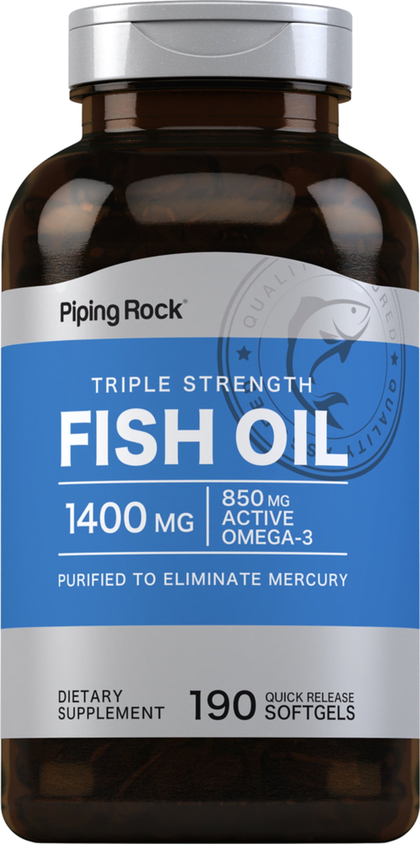 Triple Strength Omega 3 Fish Oil | 1400 Mg | 190 Softgels | with EPA & DHA | by