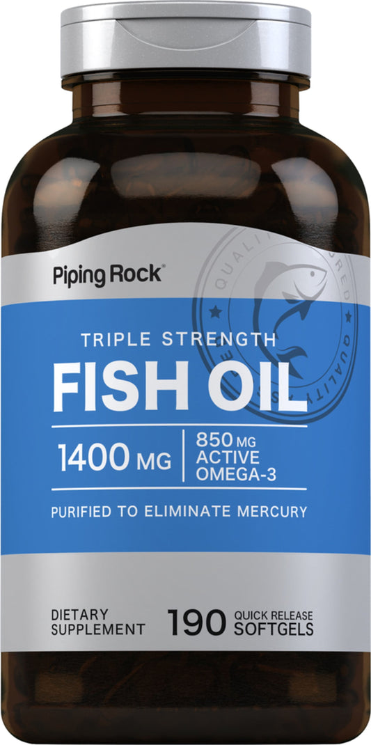 Triple Strength Omega 3 Fish Oil | 1400 Mg | 190 Softgels | with EPA & DHA | by