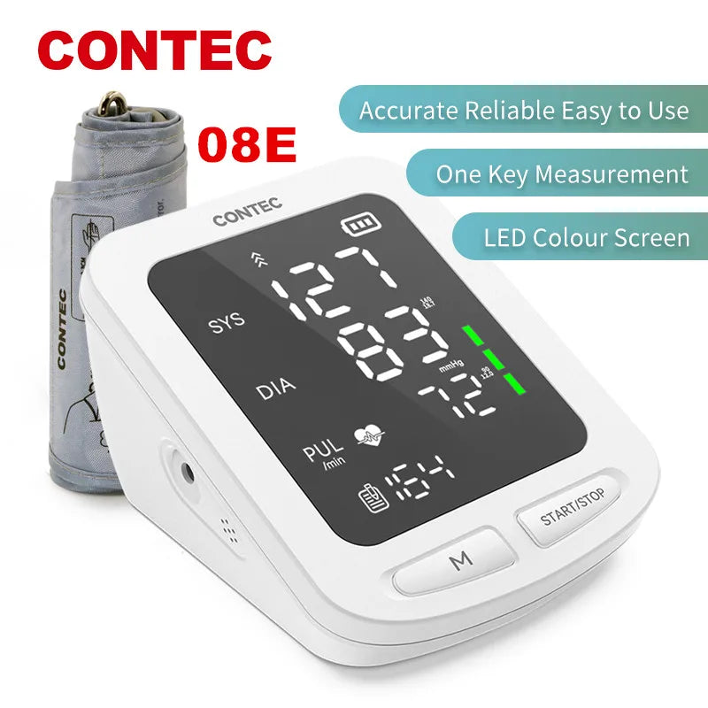 CONTEC Portable Automatic Digital Blood Pressure Monitor BP Monitor Monitoring Leval Sphygmomanometer Big LED Display 08C/08E