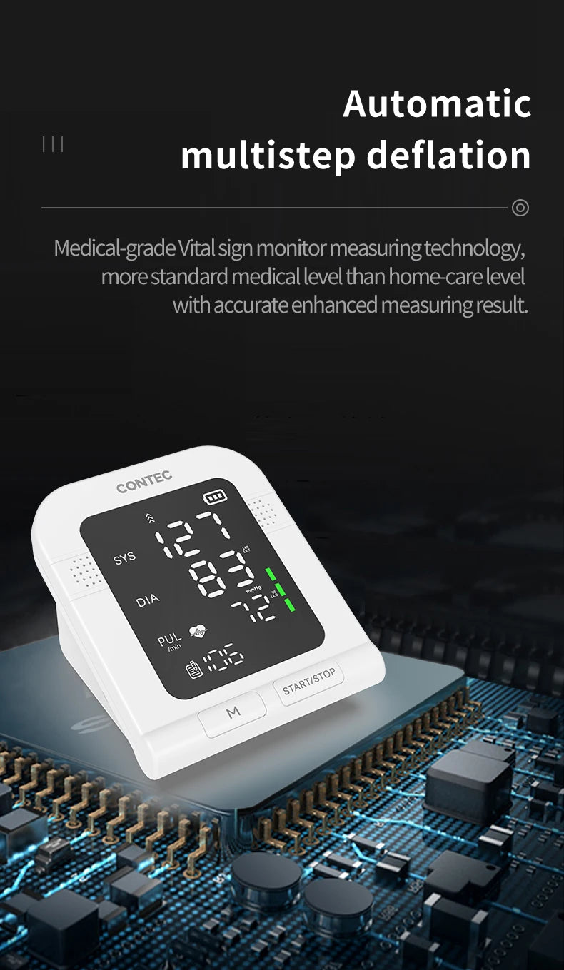 CONTEC Portable Automatic Digital Blood Pressure Monitor BP Monitor Monitoring Leval Sphygmomanometer Big LED Display 08C/08E