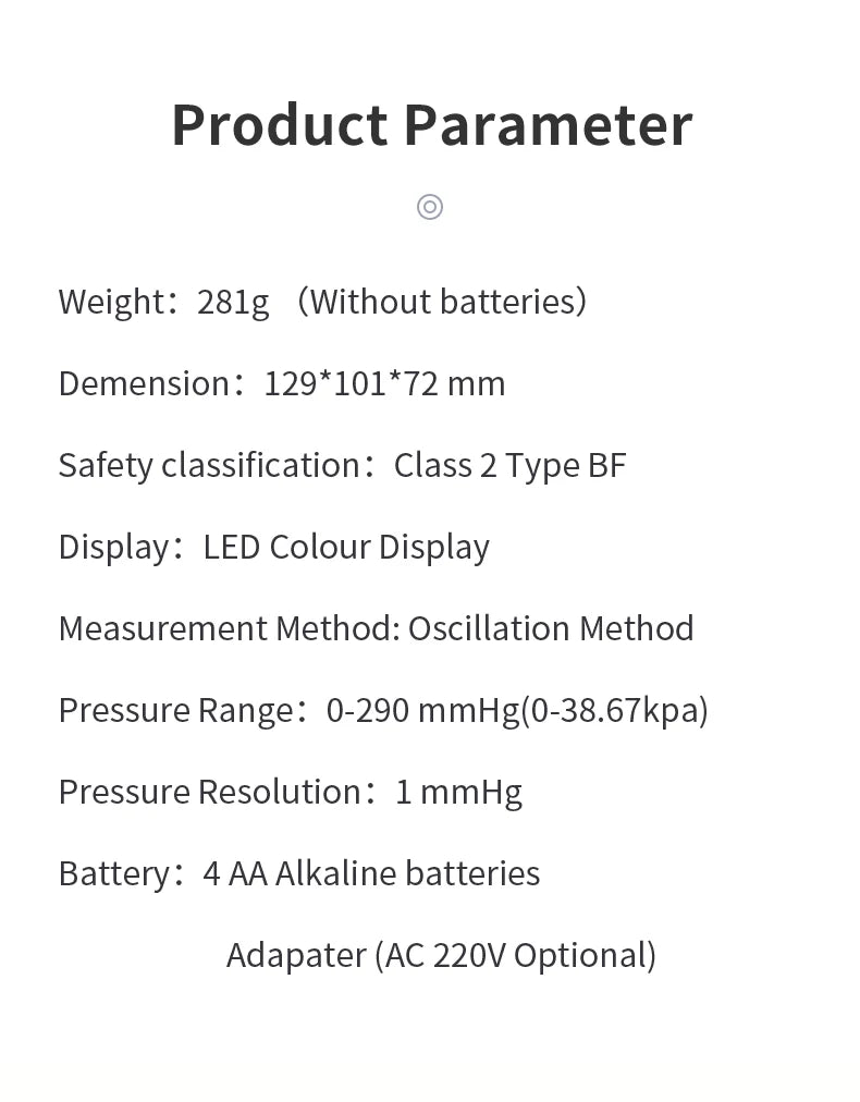 CONTEC Portable Automatic Digital Blood Pressure Monitor BP Monitor Monitoring Leval Sphygmomanometer Big LED Display 08C/08E