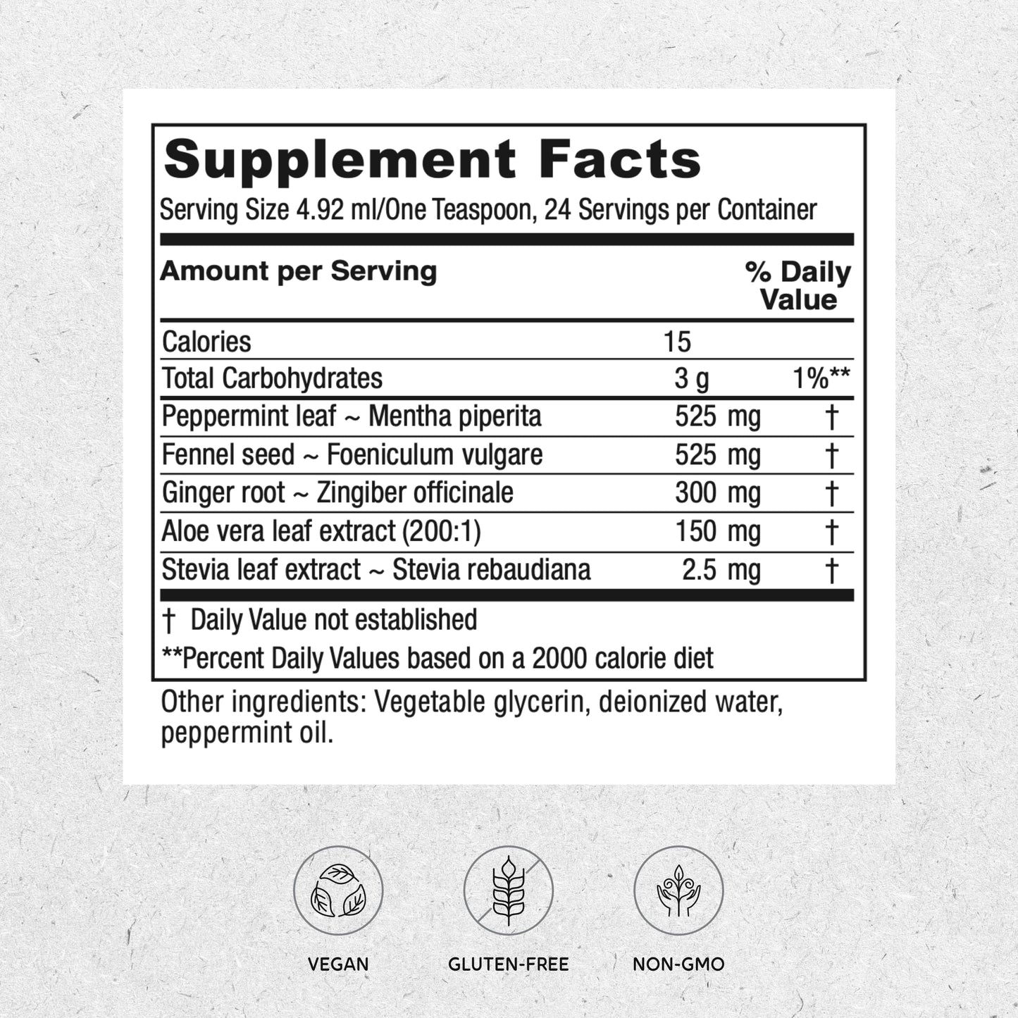 Digestion Tonic, Gas and Bloating Relief Supplement, Organic, Improve Digestive Function & Gut Health, for Women & Men, Peppermint Oil Fennel Ginger & Aloe Vera Vegan, 4 Oz