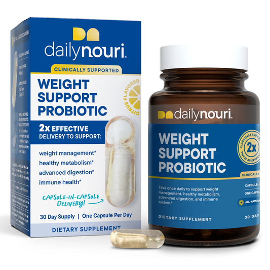 Daily  Weight Support Probiotic & Vegan Ahiflower Oil Omega Capsules, Unisex, 30-Day Supply