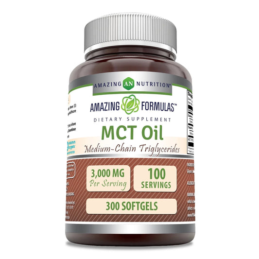 Amazing Formulas MCT Oil 3000 Mg per Serving 300 Softgels Supplement | Great for Keto, Ketosis, and Ketogenic Diets | C8, C10 Derived from Coconut | Non-Gmo | Gluten-Free | Made in USA