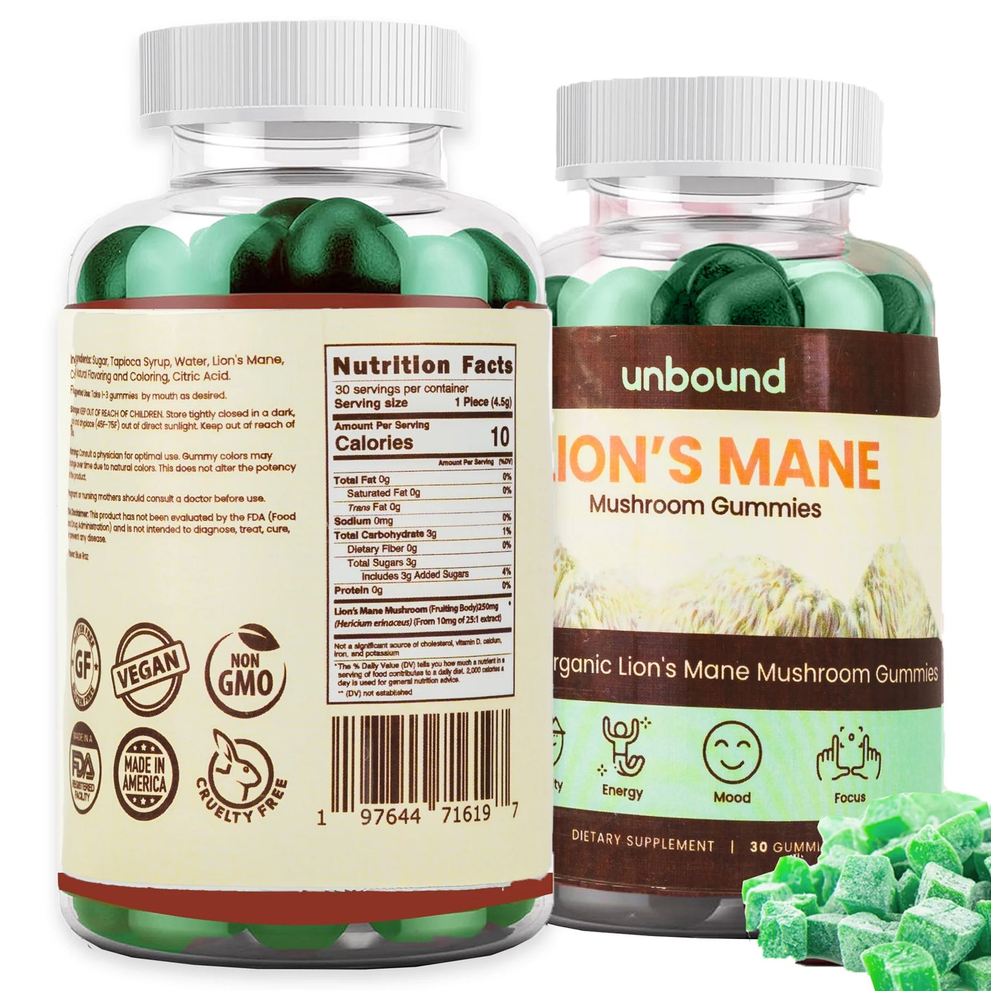 Unbound Lion'S Mane Mushroom Gummies for Memory, Focus, and Clarity