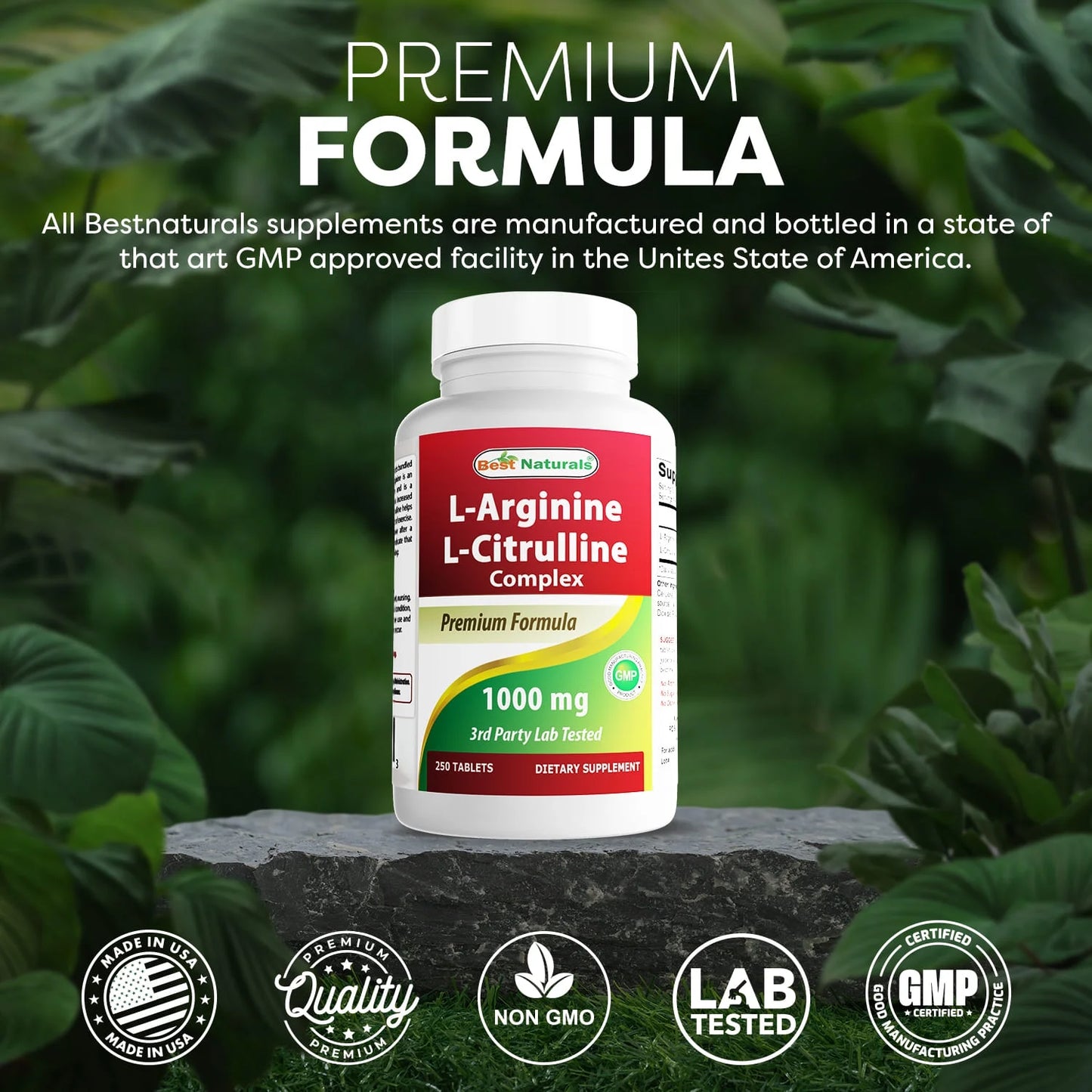 L-Arginine L-Citrulline Complex 1000 Mg Multivitamin Tablets, 250 Count