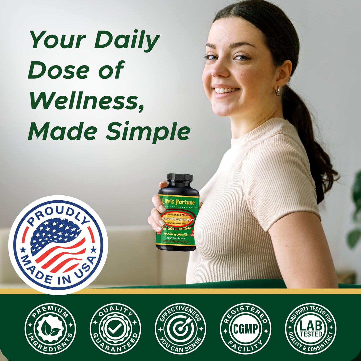 Multivitamin & Mineral 180 Tablets, All Natural Energy Source Supplying Whole Food Concentrates, Antioxidants, Amino Acids, Enzymes,