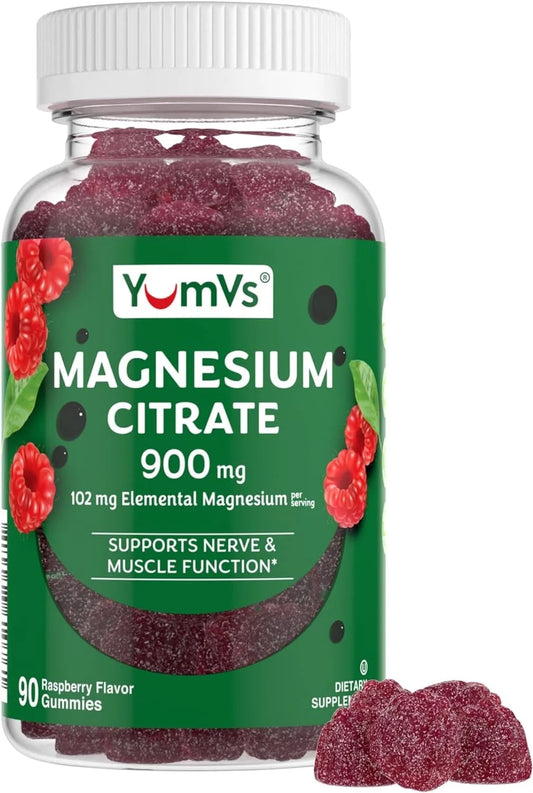 Yum-V'S Magnesium Citrate Gummies Vegetarian Magnesium Supplement, 90 Count