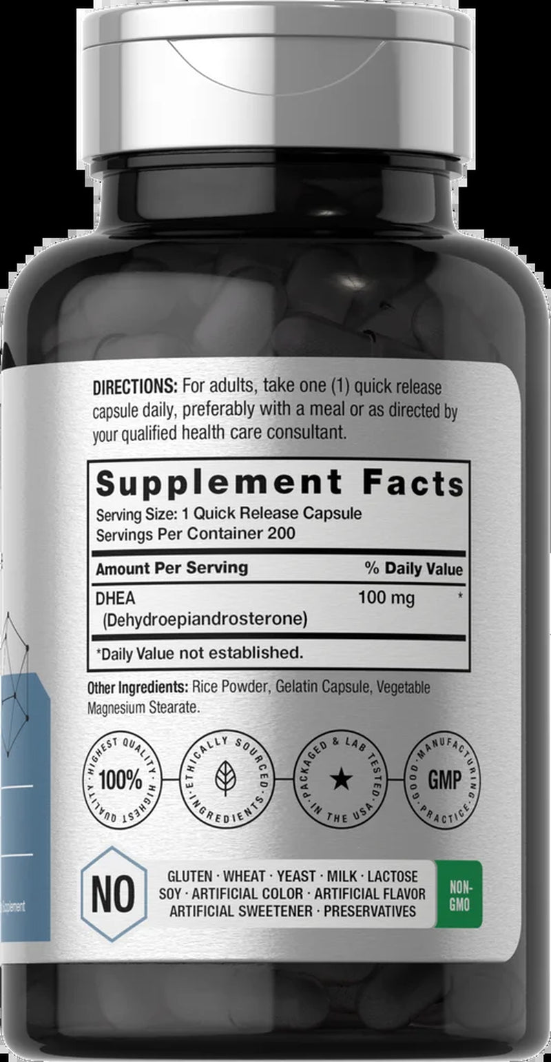 DHEA 100Mg Supplement | 200 Capsules | by