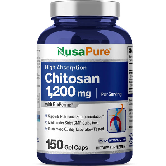 Chitosan 1200Mg, 150 Capsules - Non-Gmo, Soy Free, Dietary Supplement for Unisex Adult Health & Wellness