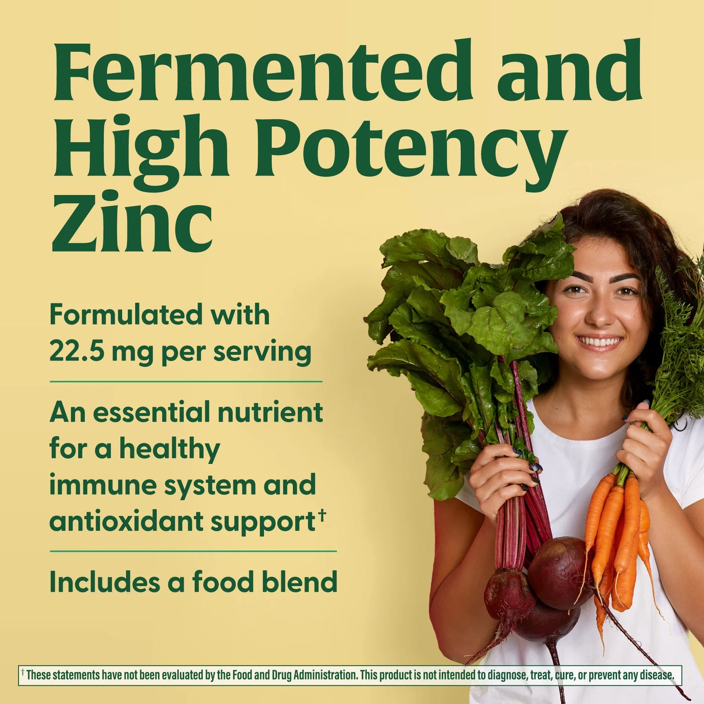 Zinc - Vegan Immune Support Supplement - 22.5Mg Zinc - Gluten-Free - 60 Servings